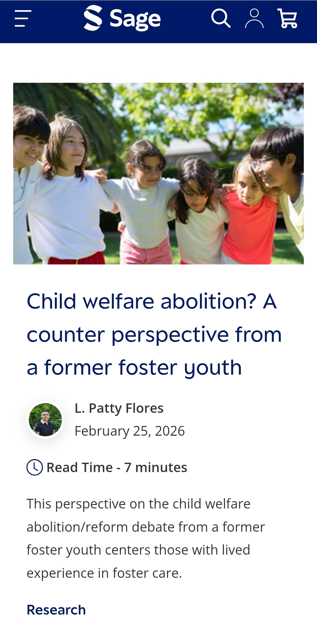 L. Patty Flores featured in SAGE Perspectives discussing child welfare abolition