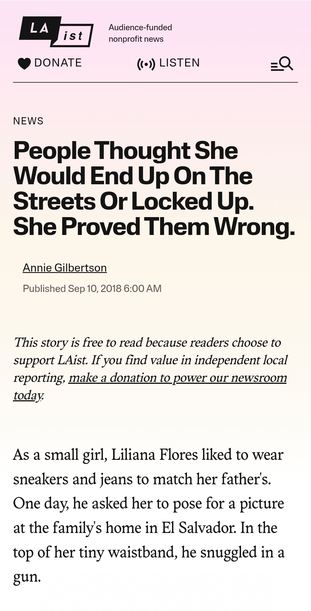 LAist feature highlighting the story and advocacy work of L. Patty Flores